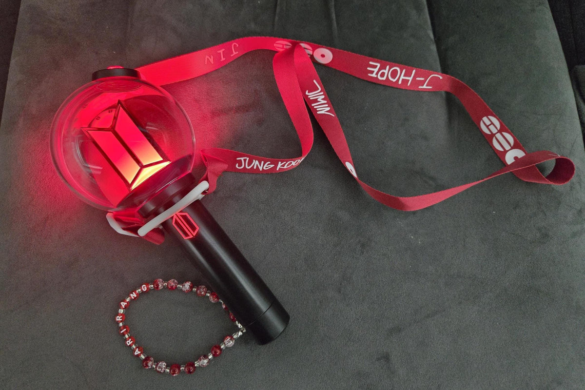 Arirang lightstick holder, lanyard BTS- red and white