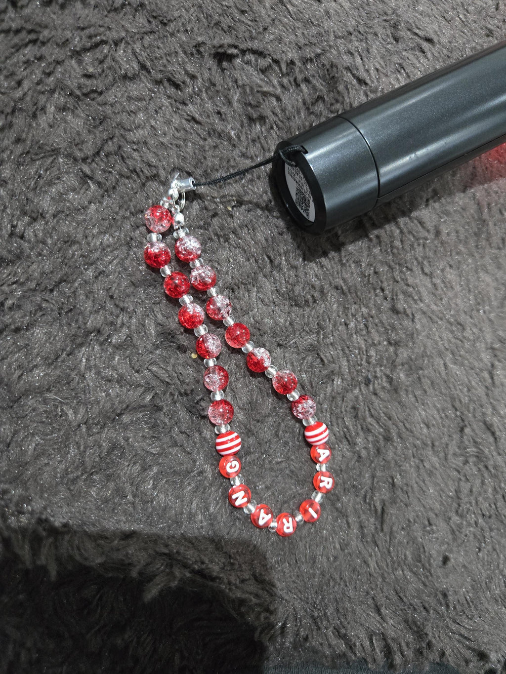 Fan made BTS Arirang lightstick red wrist band charm