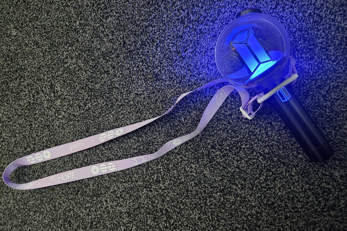 Arirang lightstick holder, lanyard BTS- purple and white