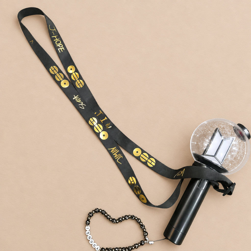 EXCLUSIVE Arirang lightstick holder, lanyard BTS- black and gold